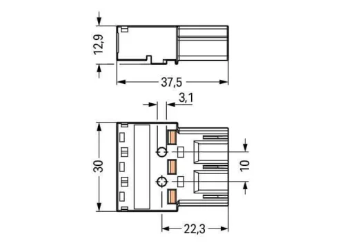 Wago 770-213 3 Kutuplu N-Pe-L Baskılı Dişi 4,00 mm² Siyah Konnektör - 2