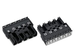 Wago 770-215 5 Kutuplu L3-L2-L1-Pe-N Baskılı Dişi 4,00 mm² Siyah Konnektör 