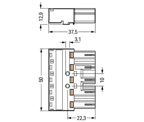 Wago 770-215 5 Kutuplu L3-L2-L1-Pe-N Baskılı Dişi 4,00 mm² Siyah Konnektör - 2