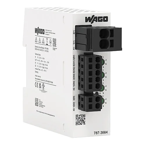 Wago 787-3664 Elektronik devre kesici 4 kanallı 24 VDC giriş gerilimi ayarlanabilir 1 … 10 A Sinyal kontağı - 1