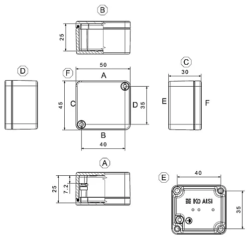 Weidmüller 573200000 KLIPPON K0 45 x 50 x 30 Alüminyum Döküm Gövde Kutu - 2