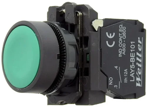 Weiller WL5-AA31 22mm Plastik Yaylı Yeşil Start Buton(1NO) - 1