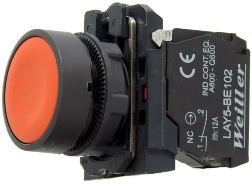 Weiller WL5-AA42 22mm Plastik Yaylı Kırmızı Stop Buton (1NC) - 1